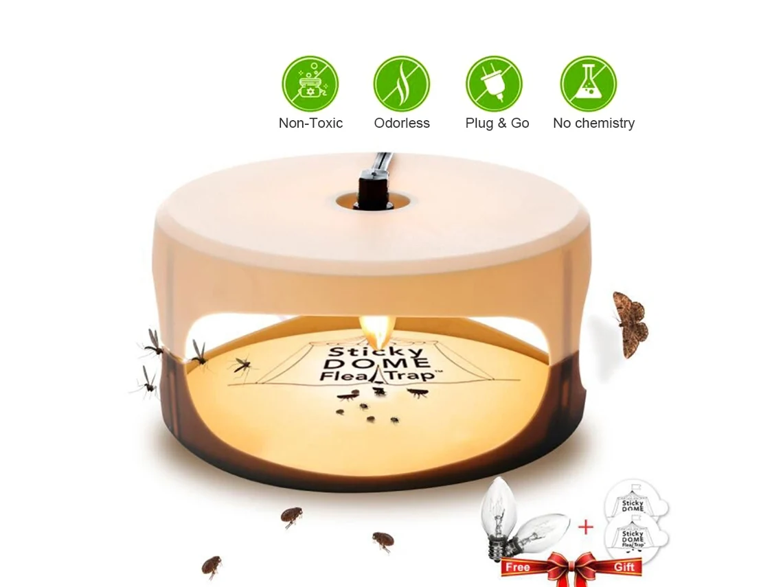Lámpara Eléctrica Adhesiva No Tóxica Para Atrapar Pulgas E Insectos En Casa.