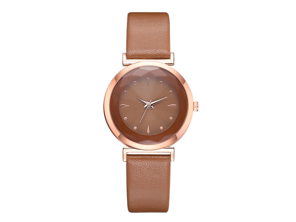 Reloj De Pulsera De Cuarzo Informal Para Mujer Con Correa De Pu Marrón.