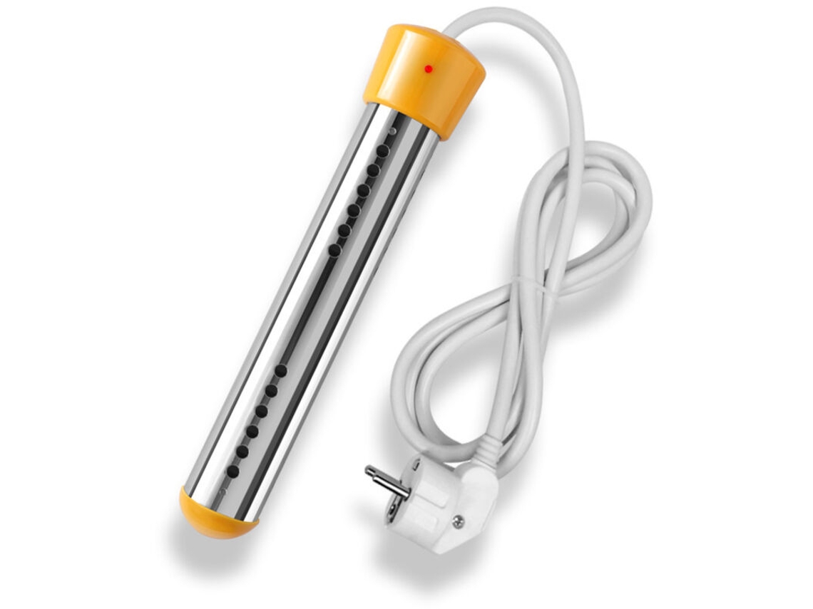 Calentador de inmersión de 3000 W – Termoplongeur eléctrico de acero inoxidable para viajes, bañera y piscina – Amarillo