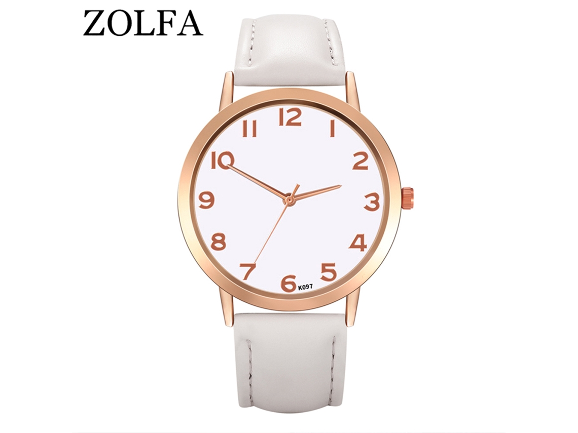 Reloj De Pulsera Unisex De Cuarzo Con Elegante Esfera Redonda, Color Blanco.