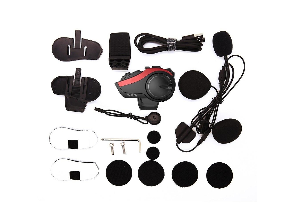 Kit Manos Libres Casco Moto Bluetooth 5.0 2000M Intercomunicador 6 Pilotos  Rojo