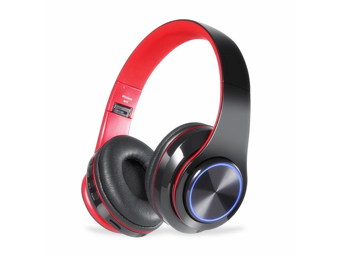 Auriculares Bluetooth coloridos con graves profundos, alta fidelidad, IPX4, MDUG (negro y rojo)