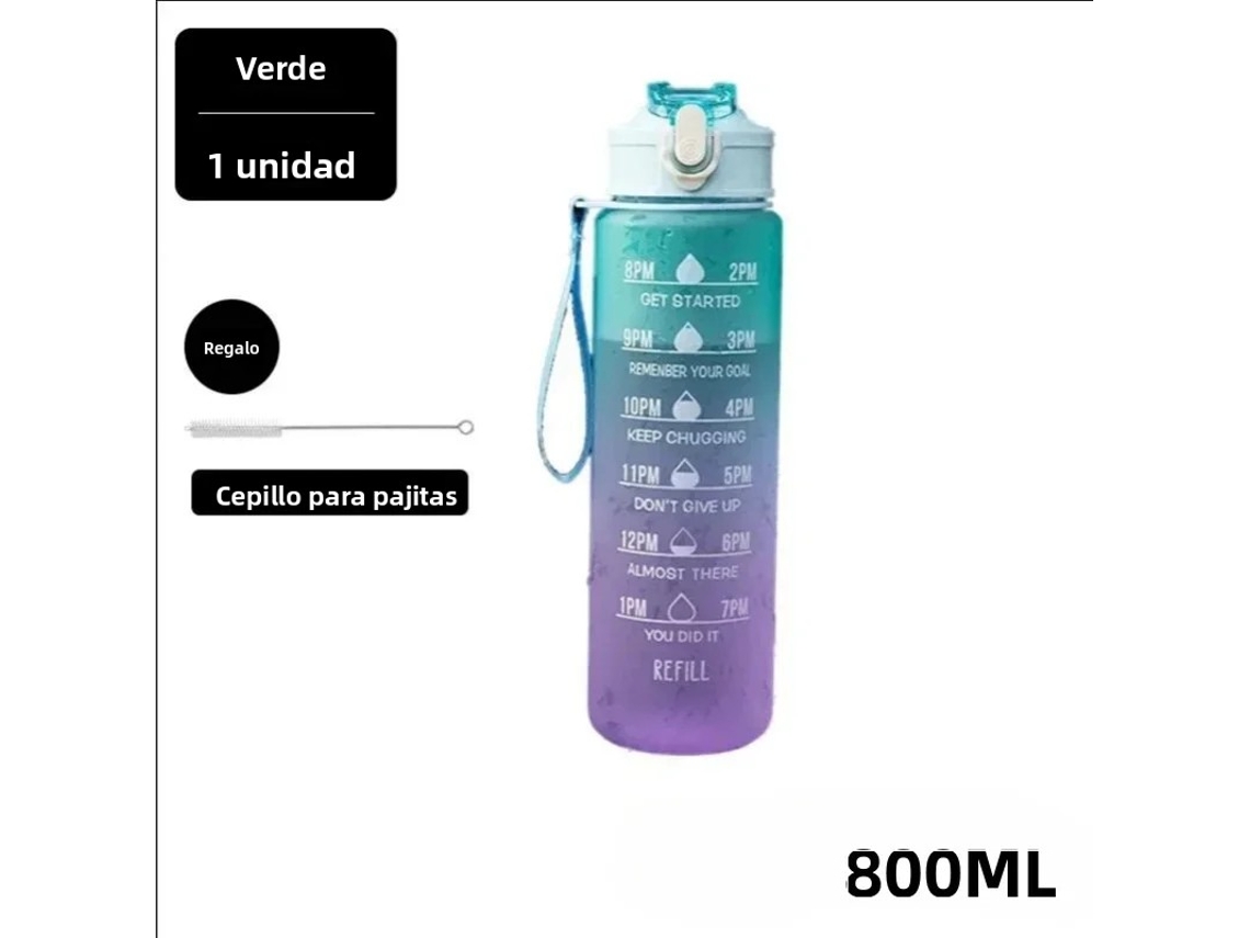 (verde 800 Ml) Botella De Agua A Prueba De Fugas, Adecuada Para Deportes Y Viajes.