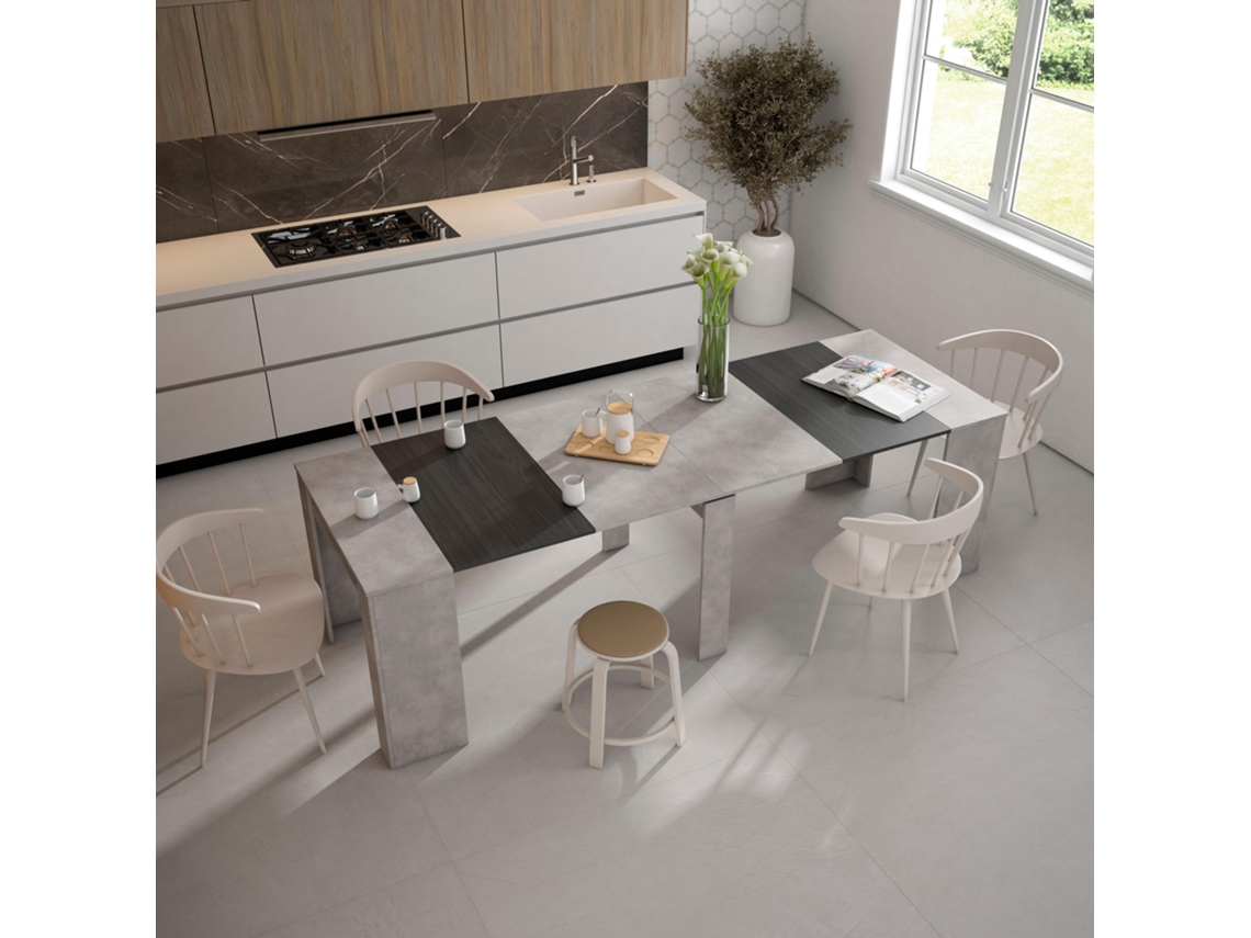 Mesa Consola extensible 260 Para 12 comensales Comedor y cocina Cemento SKRAUT HOME