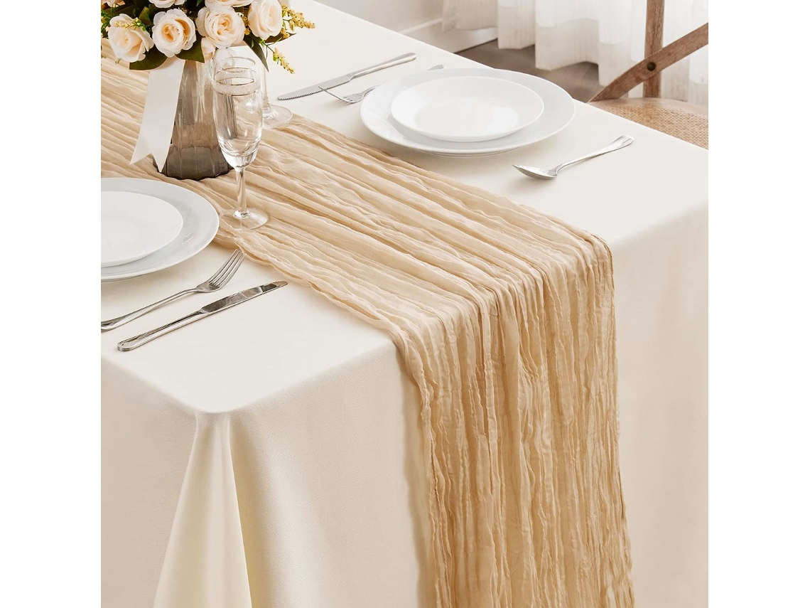 KOFIHETY Mantel Rústico 90x300 cm para Decoración de Baby Shower, Boda, Compromiso y Fiestas Boho