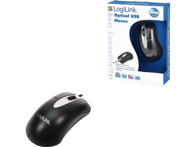 Ratón LOGILINK Optical (Óptico - 800 dpi - Negro)