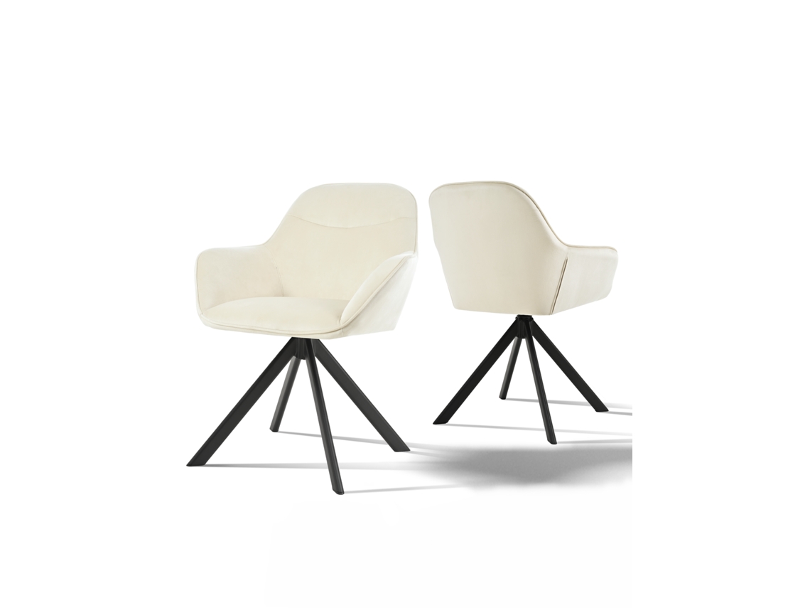 Sillas De Comedor Goeurvant 1370(pack De 2, Marfil, Terciopelo)
