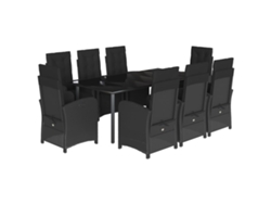 Maison Exclusive - Set De Comedor De Jardín 9 Pzas Y Cojines Ratán Sintético Negro