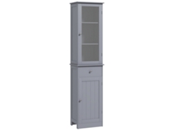 Mueble De Baño Tipo Columna Con Puerta Acrílica, 2 Estantes Y 1 Estante Con Cajón, Mdf, Gris.