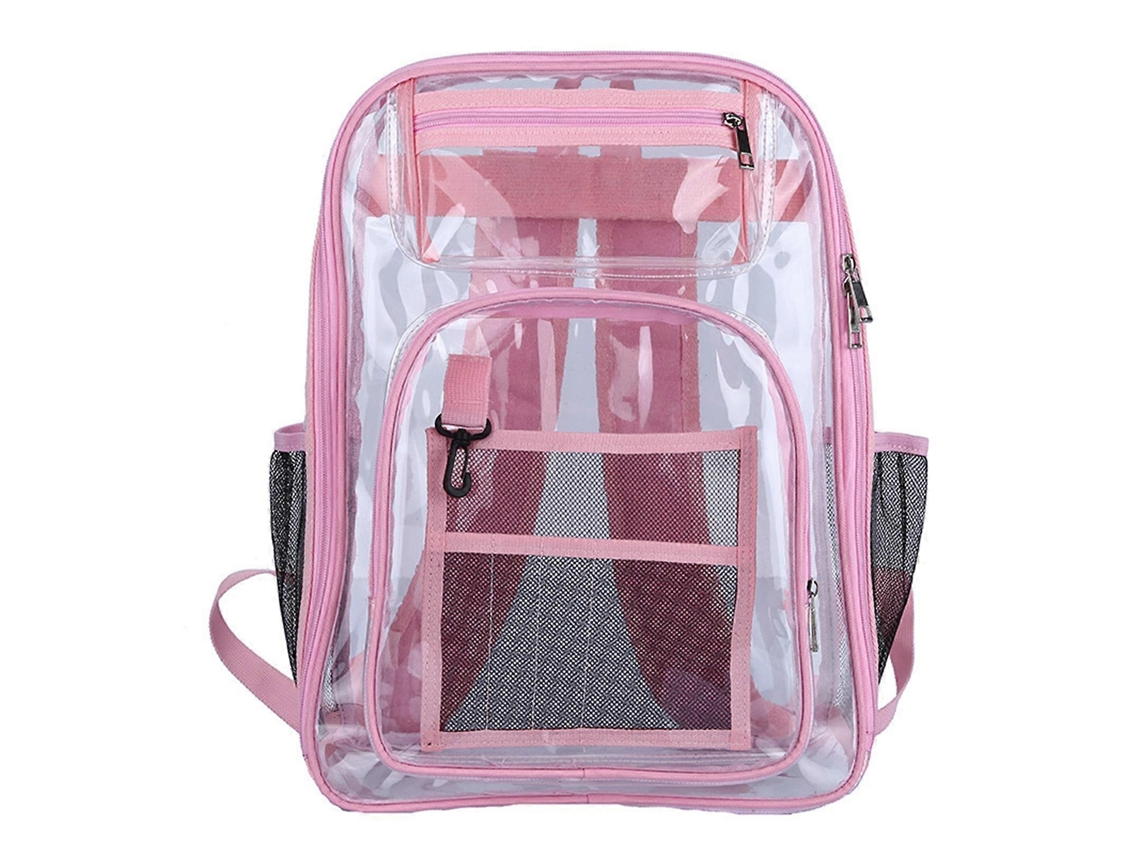 Mochila escolar transparente para portátil, mochila de viaje de gran capacidad, mochila para libros, para estudiantes y adolescentes, Rosa Giecy