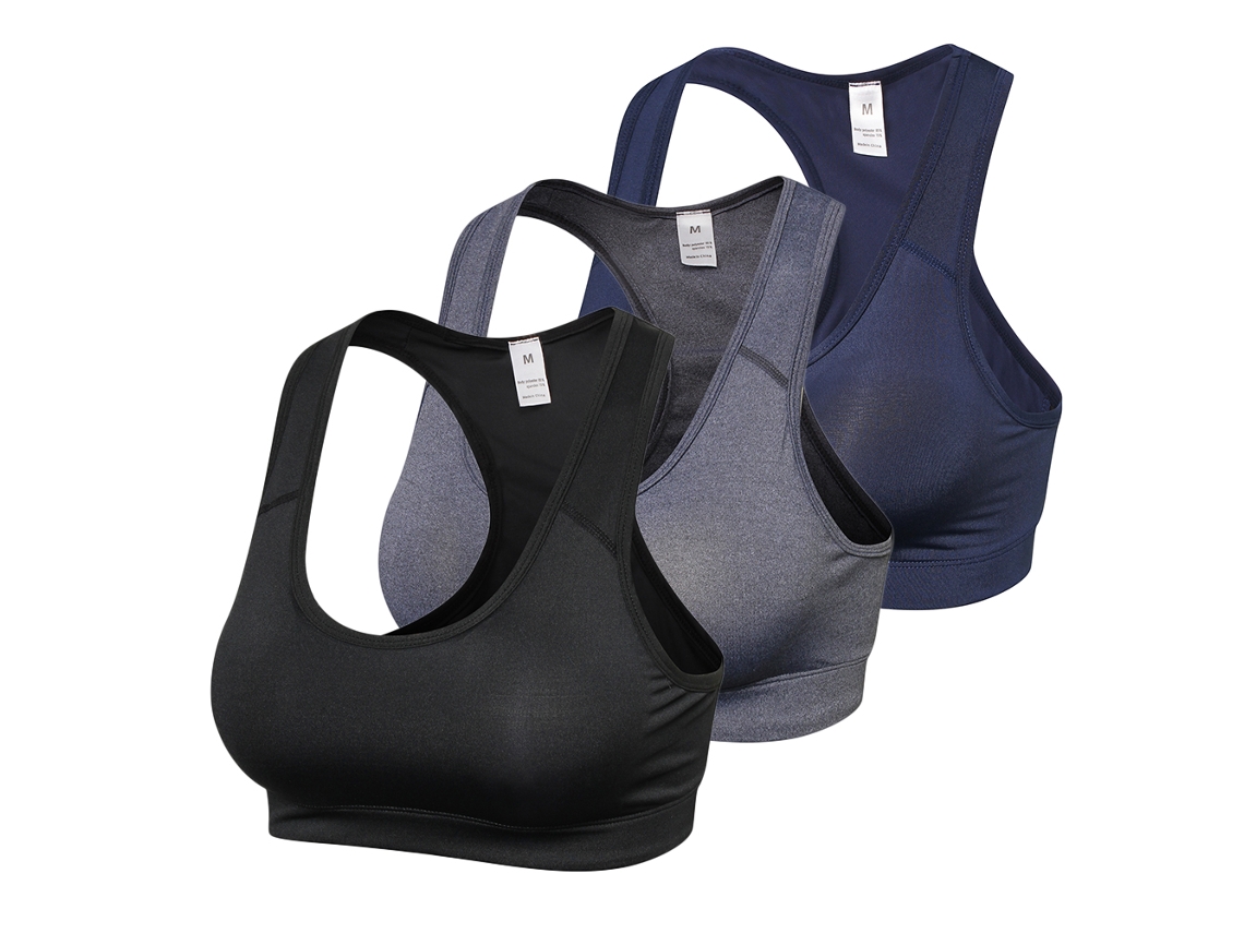 Pack De 3 Sujetadores Deportivos Con Espalda Cruzada Y Pelota Para Mujer - Fitness, Running Y Entrenamiento