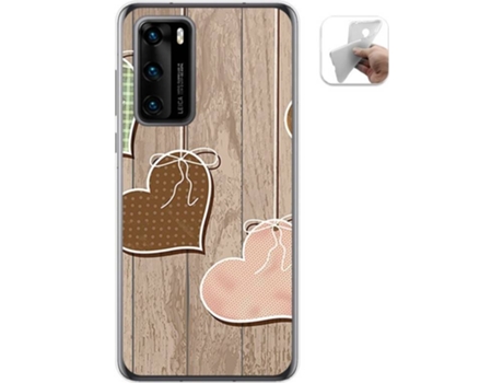 Carcasa Huawei P40 TUMUNDOSMARTPHONE Corazones Madera Multicolor