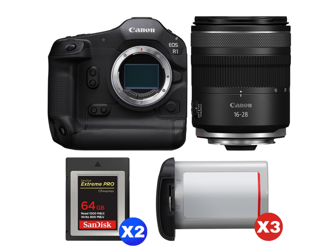 Canon Eos R1 + Rf 16-28mm F/2.8 Is Stm + 2 Sandisk 64gb Extreme Pro Cfexpress Type B + 3 Canon Lp-e19 + Ebook “20 Consejos Para Fotos Que Impactan”