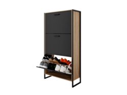 Casabel Mueble Zapatero Estrecho 5 Abatibles, Organizador Para 15 Pares, Zapatero De Recibidor En Madera, 60×17×180 Cm