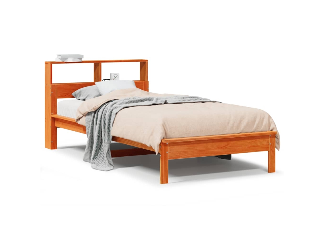 Maison Exclusive - Cama Con Estantería Sin Colchón Madera Maciza Marrón 75x190 Cm