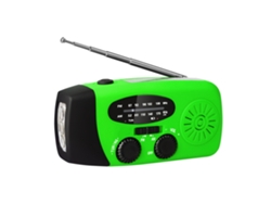 Rádio Solar De Emergência Rádio Am/fm Portátil Com Manivela Com Tocha Led Bateria 2000mah/verde GERTIZ