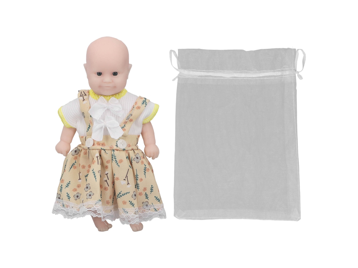 -muñeca Bebé Silicona Realista Sin Pelo 6 Pulgadas Vestido Amarillo Recién Nacido
