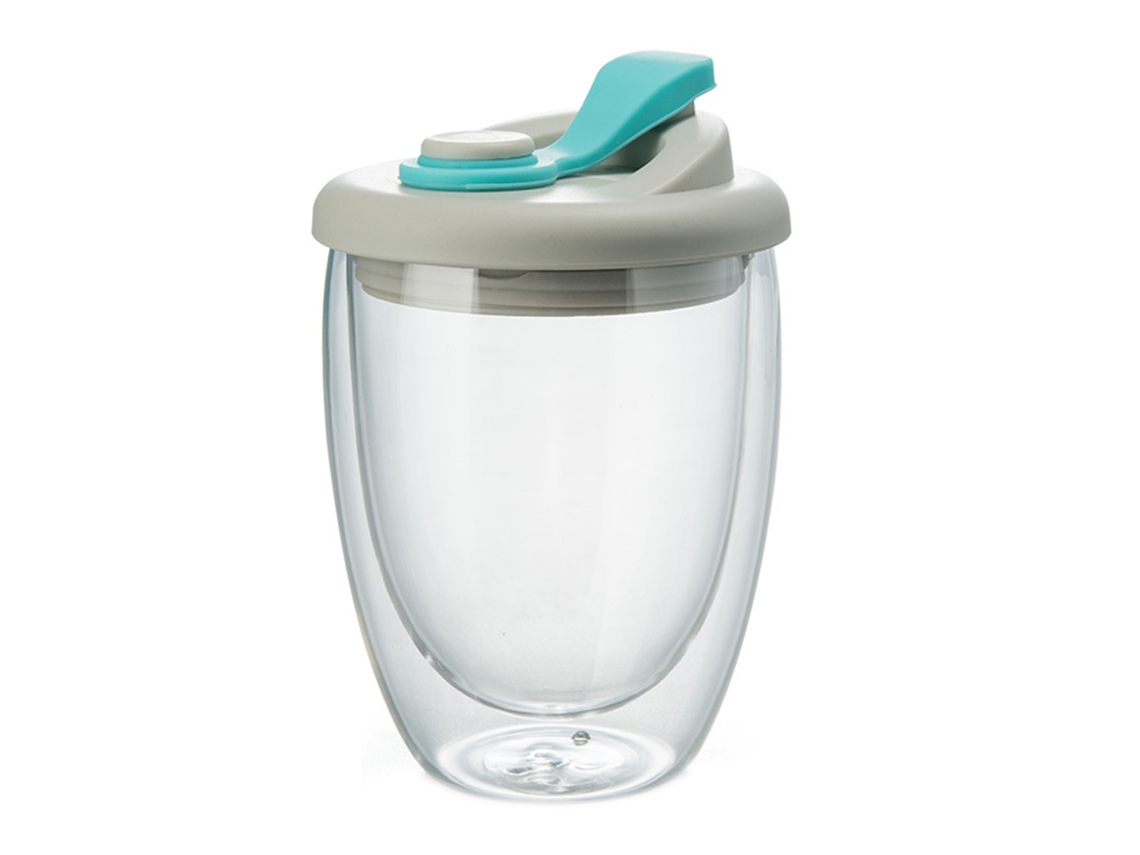 Vaso de agua colorido con forma de huevo y tapa aislante transparente, 450 ml