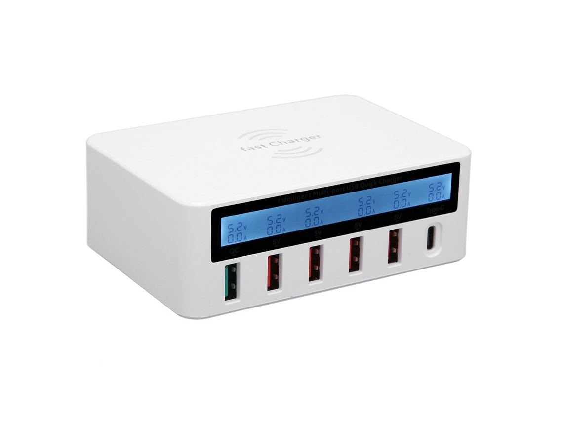 Cargador De Múltiples Puertos (carga Rápida Inteligente Inalámbrica Con Pantalla Led) Cargador Móvil Usb De 6 Puertos 50w