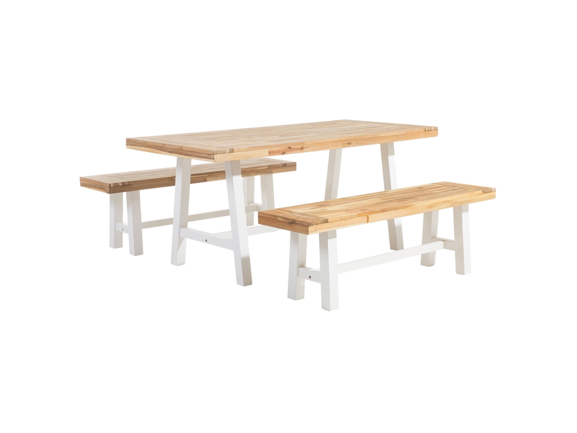 Conjunto de jardín en madera de acacia marrón/blanco BELIANI Scania