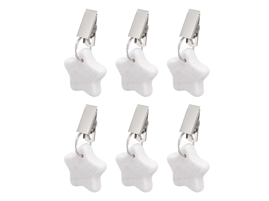 6 pesas de acero inoxidable para mantel, resistentes al agua y al óxido, tamaño pequeño, duraderas, con clip para fiestas y picnics.