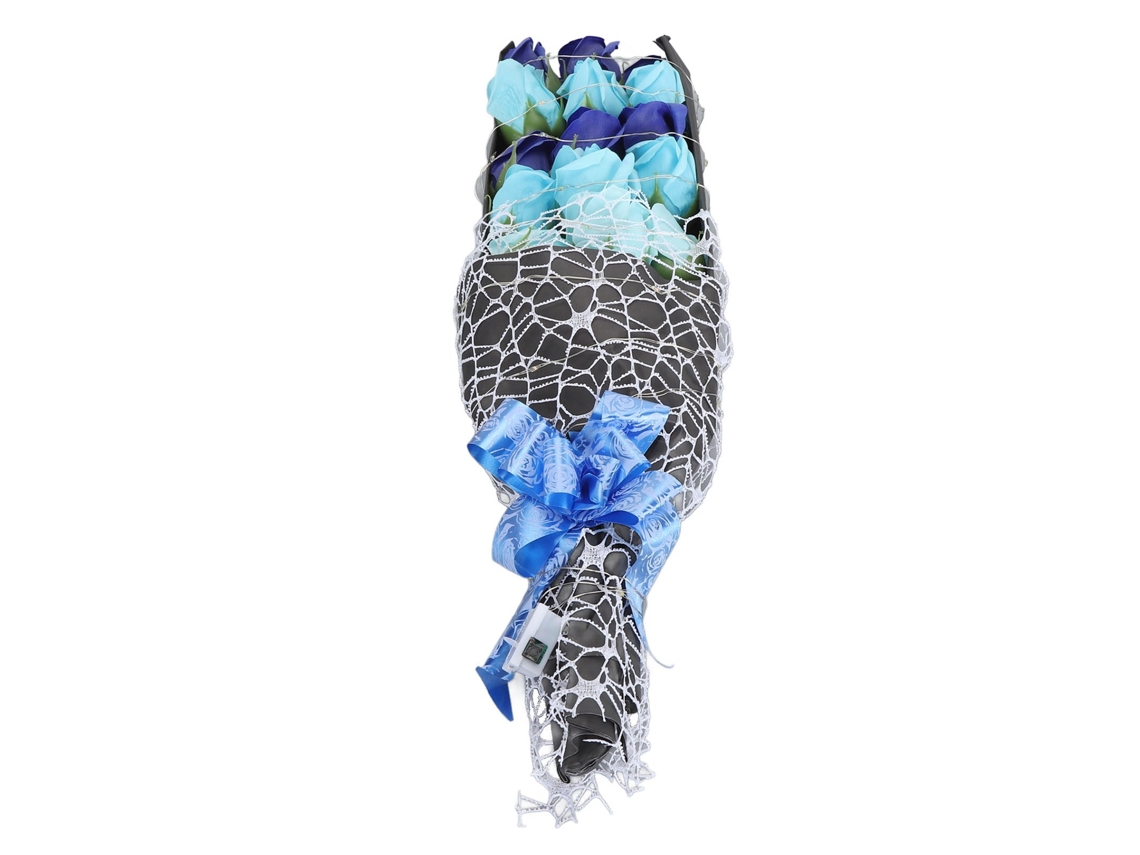 Ramo de rosas artificiales con luz LED degradada azul para Navidad, San Valentín y cumpleaños.