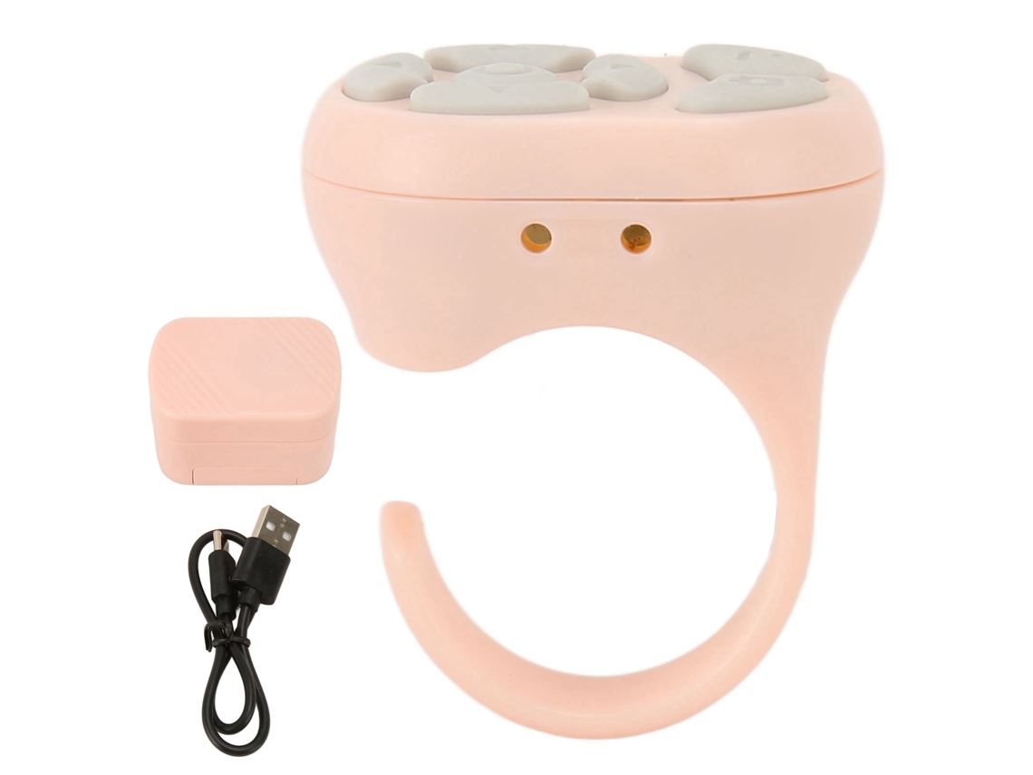 Anillo Rosa Con Control Remoto Bluetooth 5.3 Para Paginar, Cámara Y Selfies, Con Estuche De Carga Para Teléfono Móvil.