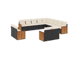 Maison Exclusive - Set De Sofás De Jardín Y Cojines 13 Pzas Ratán Sintético Negro