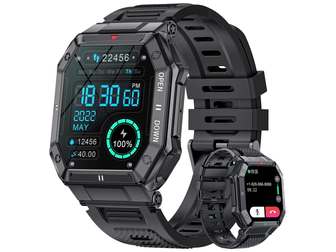 Reloj inteligente para hombre, reloj deportivo con pantalla táctil de 1,85" y llamadas Bluetooth, monitor de presión arterial, frecuencia cardíaca, SpO2, canales