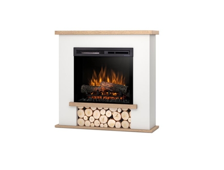 Chimenea LED eléctrica de pie TULA 23' Blanco mate / Roble claro 95 x 92 x 28 OUTINFIRE