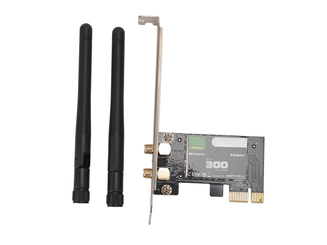 Adaptador Wifi Pcie Inalámbrico De 300 Mbps Tarjeta De Red De 2.4 Ghz Con 2 Antenas Para Wins 7-11