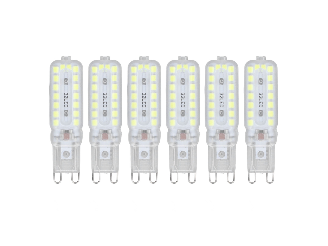 Bj-6 Peças De Lâmpadas Led G9 7w Reguláveis 360° Iluminação Para Lâmpadas De Mesa Parede Armário Luz Branca 220-240v