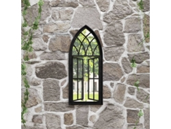 Espejo de jardín para exteriores, hierro, 70x30 cm, negro, HARLANV1
