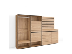 Zapatero | Organización del almacenaje | 227x145x35 cm | Para dormitorio | Armario abierto | Cómoda | Listones decorativos | Madera | Roble Duérmete Online