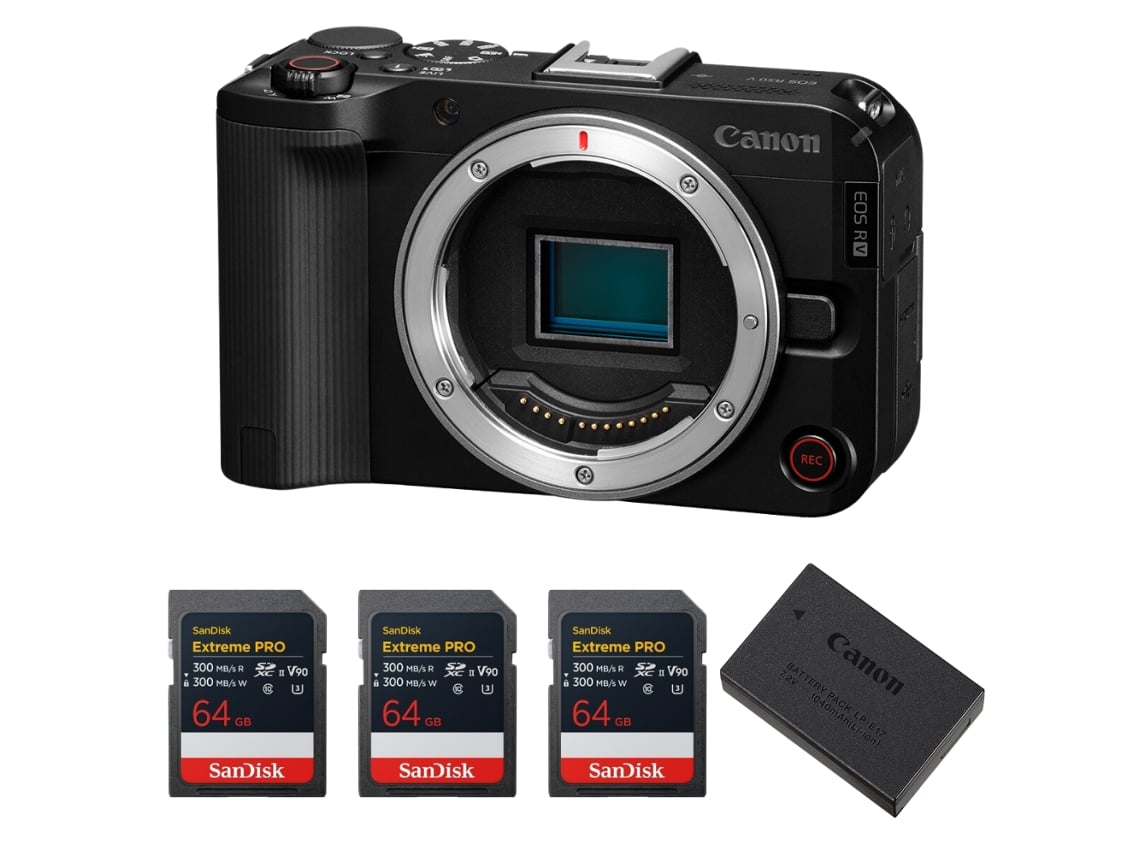 Canon Eos R50 V + 3 Sandisk 64gb Extreme Pro Uhs-ii Sdxc + Canon Lp-e17 + Ebook “20 Consejos Para Fotos Que Impactan”