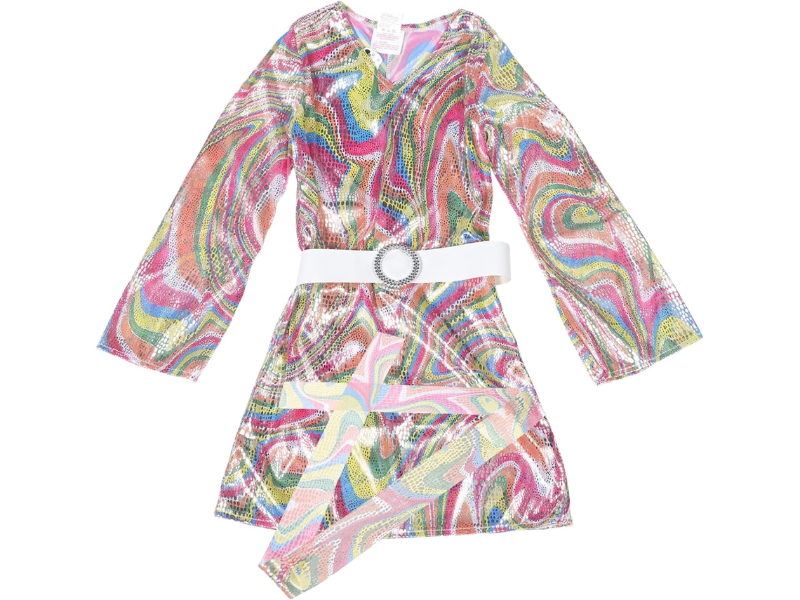 Adorable Conjunto De Vestido Disco Vintage Para Niñas Pequeñas, Manga Larga, 1 Unidad.