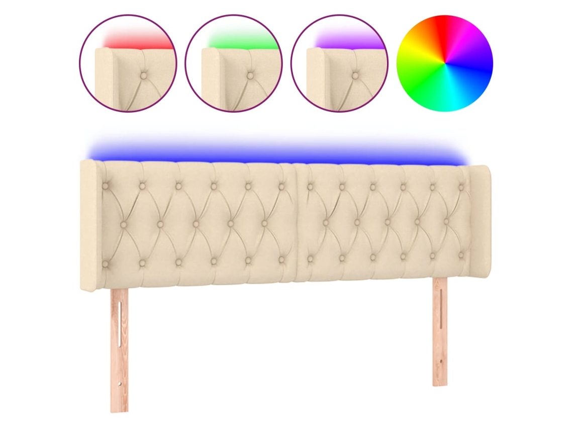 Maison Exclusive - Cabecero Con Led De Tela Crema 147x16x78/88 Cm