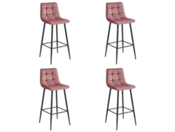 Banco Arceto Terciopelo Rosa Oscuro / Patas Negras X 4 Leobert