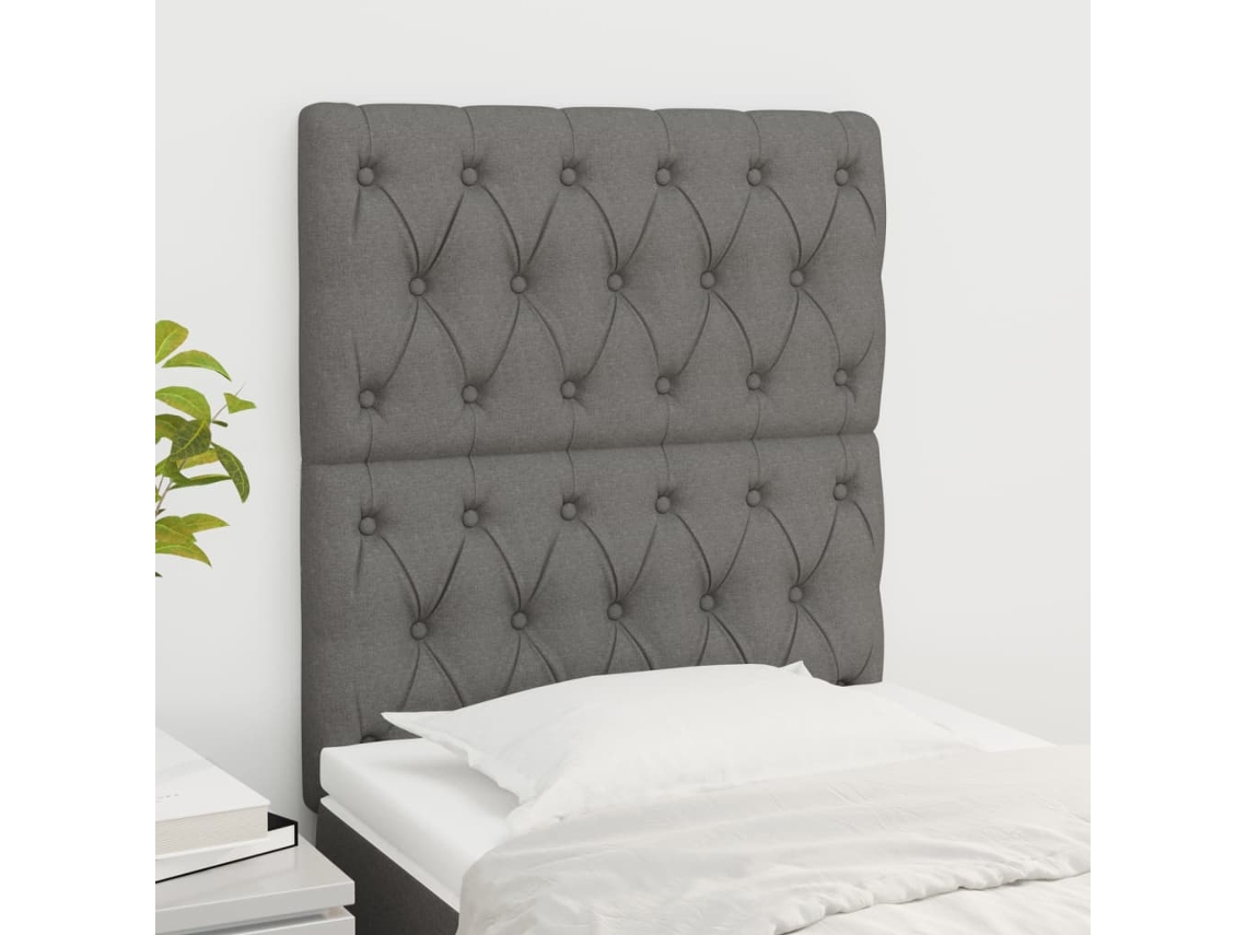 Cabeceros 2 Unidades De Tela Gris Oscuro 80x7x78/88 Cm