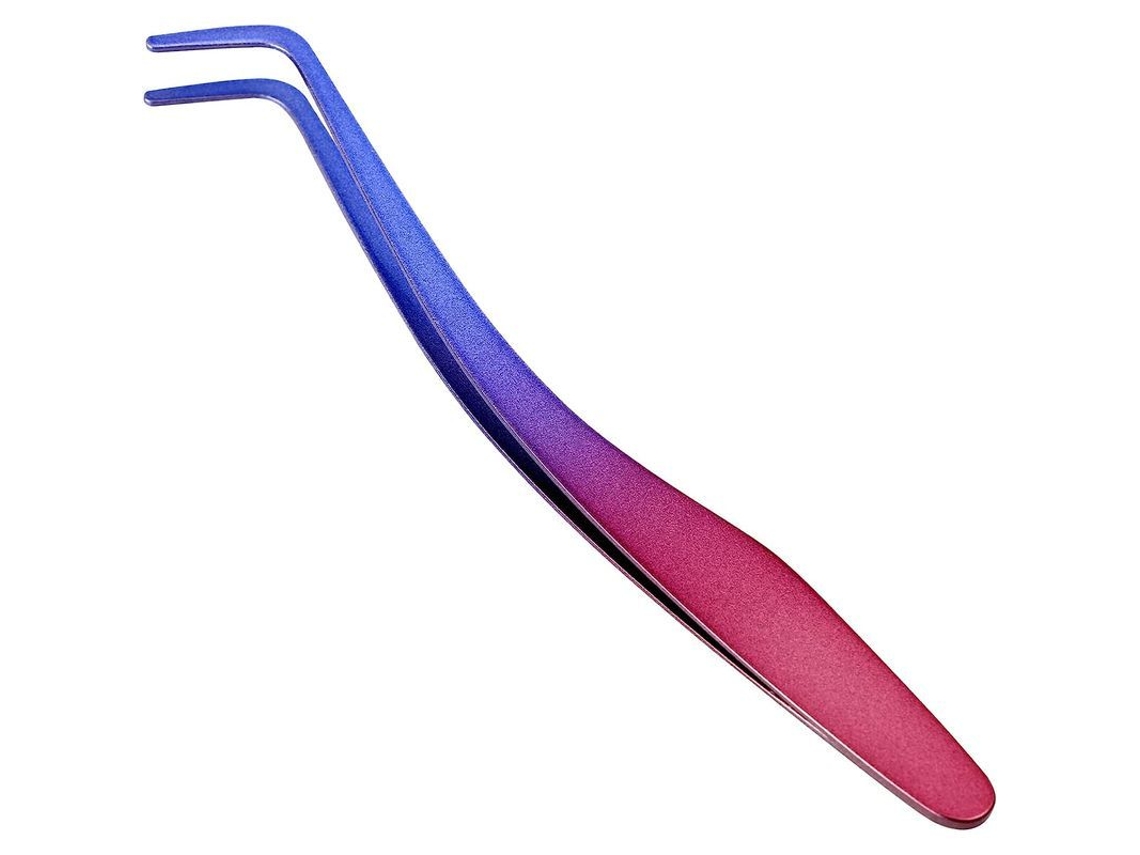 Aplicador De Pestañas Curvo De Acero Inoxidable Para Pestañas En Racimo, Degradado Morado, 13 Cm.