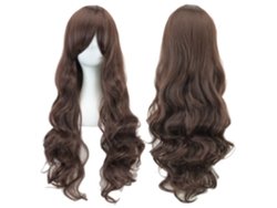 Peluca larga y rizada para cosplay de personajes de anime, 80cm (color marrón) Gertiz