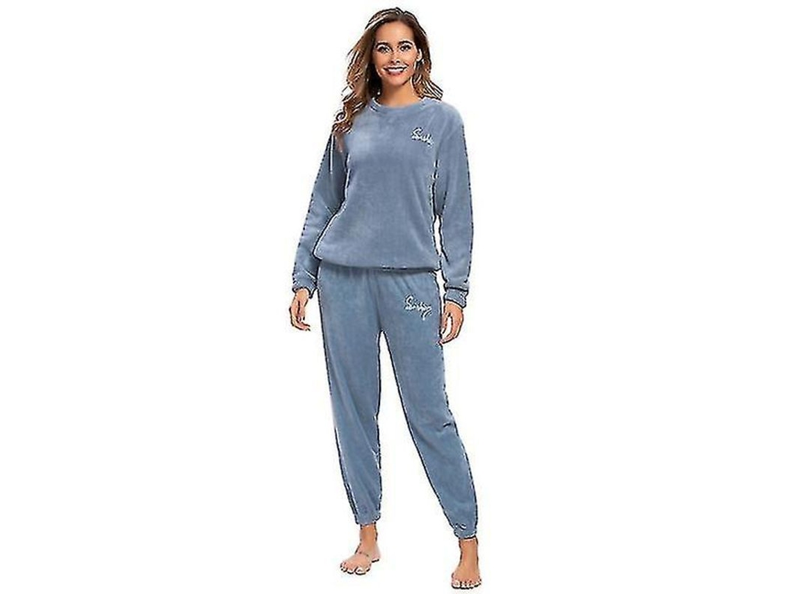 2026-pijama De Invierno Para Mujer De Talla Plus Con Suéter Y Pantalones De Felpa Cuello Redondo Suave Y Cómodo