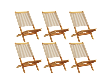 Conjunto 6 Silla De Jardín VIDAXL Beige Madera