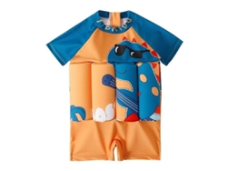 Lindo Traje De Baño De Manga Corta Para Niño Con Diseño De Flotador Y Dibujos Animados, Tallas 2-9t