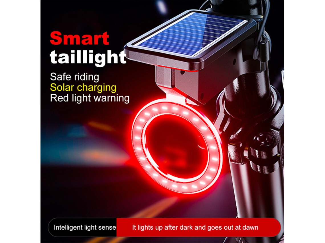 Heartbikiight Luz Trasera Solar Para Bicicleta Con Sensor 3 Modos De Luz Resistente Al Agua Redonda Con Forma De Corazón Para Ciclismo Nocturno