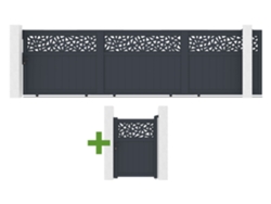Puerta Corredera 5m Dolomite Ruivo H.140cm Aluminio Gris + Puerta 1m Dolomite Ruivo H.140cm Aluminio Gris