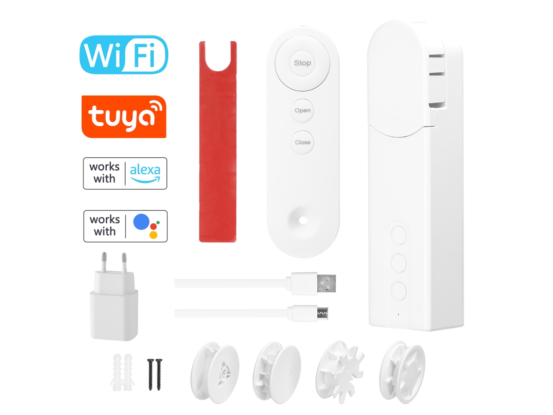 Motor Eléctrico Para Cortinas Tuya Smart Wifi Con Sensor De Temperatura Y Control Por Voz Alexa.