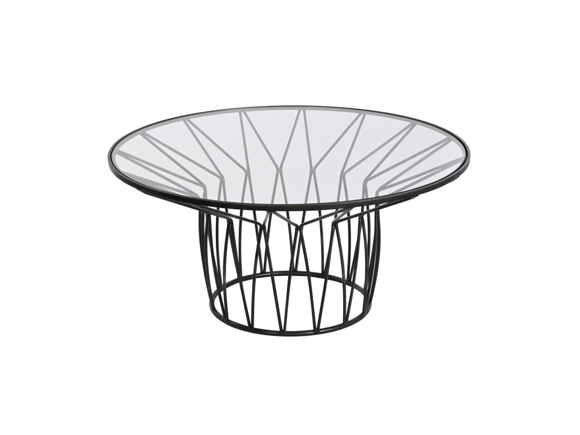 Mesa Centro Metal Cristal Negro 85x85x39cm