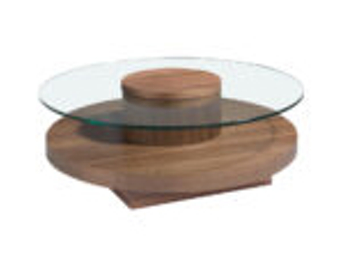 Mueble de Apoyo ANGEL CERDÁ 2052 (Nogal, Cristal - Ø100 x 35 cm)