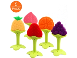 Brinquedos de Dentição Pacote com 5 Conjunto Chaves Infantil Livre Bpa Congelador Orgânico Natural Seguro para Bebês e Criança